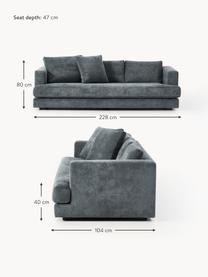 Sofa Tribeca (3-osobowa), Tapicerka: 100% poliester Dzięki tka, Stelaż: drewno bukowe, drewno sos, Nogi: drewno sosnowe Ten produk, Szaroniebieska tkanina, S 228 x G 104 cm