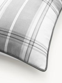 Funda de almohada de percal a cuadros Scarlet, Gris, blanco, An 45 x L 110 cm