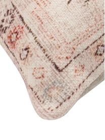 Kussenhoes Tanger met ethnopatroon in beige/rood, 100% katoen, Beige, roodtinten, 45 x 45 cm