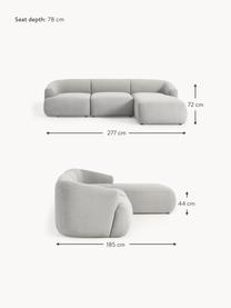 Modulares Bouclé-Ecksofa Sofia (3-Sitzer), Bezug: Bouclé (100 % Polyester) , Gestell: Fichtenholz, Spanplatte, , Füße: Kunststoff Dieses Produkt, Bouclé Hellgrau, B 277 x T 185 cm, Eckteil rechts