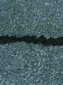 Alfombra redonda artesanal de pelo largo Davin, Parte superior: 100% poliéster-microfibra, Reverso: poliéster reciclado, Azul petróleo, negro, Ø 120 cm (Tamaño S)