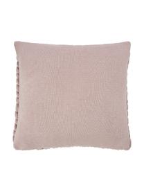 Housse de coussin grosse maille Chunky Adyna, 100 % polyacrylique, Vieux rose, larg. 45 x long. 45 cm