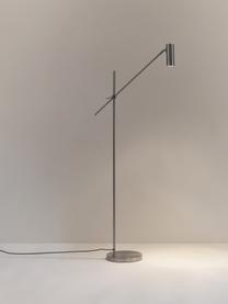 Leeslamp Cassandra, Lampenkap: gegalvaniseerd metaal, Lampvoet: gegalvaniseerd metaal, Mat zilverkleurig, H 152 cm