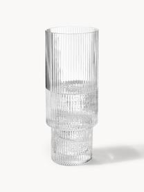 Mundgeblasene Longdrinkgläser Ripple mit Rillenrelief, 4er-Set, Glas, mundgeblasen, Transparent, glänzend, Ø 6 x H 14 cm, 300 ml