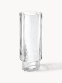 Mundgeblasene Longdrinkgläser Ripple mit Rillenrelief, 4er-Set, Glas, mundgeblasen, Transparent, glänzend, Ø 6 x H 14 cm, 300 ml