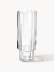 Mundgeblasene Longdrinkgläser Ripple mit Rillenrelief, 4er-Set, Glas, mundgeblasen, Transparent, glänzend, Ø 6 x H 14 cm, 300 ml