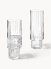 Verres à longdrink striés soufflés bouche Ripple, 4 pièces, Verre, soufflé bouche, Transparent, haute brillance, Ø 6 x haut. 14 cm, 300 ml