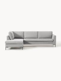 Ecksofa Luna, Bezug: 100 % Polyester Der strap, Gestell: Massives Buchenholz, Schi, Füße: Metall, galvanisiert Das , Webstoff Grau, B 280 x T 184 cm, Eckteil links