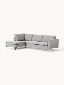 Ecksofa Luna, Bezug: 100 % Polyester Der strap, Gestell: Massives Buchenholz, Schi, Füße: Metall, galvanisiert Das , Webstoff Grau, B 280 x T 184 cm, Eckteil links