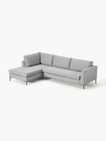 Ecksofa Luna, Bezug: 100 % Polyester Der strap, Gestell: Massives Buchenholz, Schi, Füße: Metall, galvanisiert Das , Webstoff Grau, B 280 x T 184 cm, Eckteil links