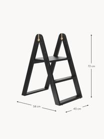 Escalera de madera de roble Reech, Estructura: madera de roble pintada, Negro, An 40 x Al 72 cm