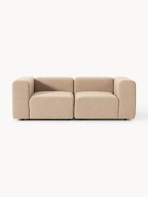 Modulares Bouclé-Sofa Lena (3-Sitzer), Bezug: Bouclé (93 % Polyester, 6, Gestell: Buchenholz, Spanplatte, H, Füße: Kunststoff, Bouclé Beige, B 211 x T 106 cm