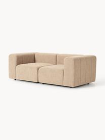 Modulares Bouclé-Sofa Lena (3-Sitzer), Bezug: Bouclé (93 % Polyester, 6, Gestell: Buchenholz, Spanplatte, H, Bouclé Beige, B 211 x T 106 cm