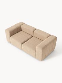 Modulares Bouclé-Sofa Lena (3-Sitzer), Bezug: Bouclé (93 % Polyester, 6, Gestell: Buchenholz, Spanplatte, H, Füße: Kunststoff, Bouclé Beige, B 211 x T 106 cm