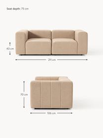 Modulares Bouclé-Sofa Lena (3-Sitzer), Bezug: Bouclé (93 % Polyester, 6, Gestell: Buchenholz, Spanplatte, H, Bouclé Beige, B 211 x T 106 cm