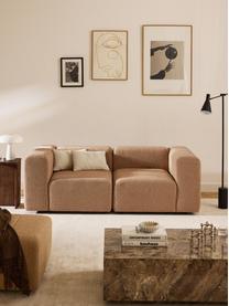 Modulares Bouclé-Sofa Lena (3-Sitzer), Bezug: Bouclé (93 % Polyester, 6, Gestell: Buchenholz, Spanplatte, H, Füße: Kunststoff, Bouclé Beige, B 211 x T 106 cm