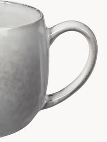 Tazas grandes artesanales de gres Nordic Sand, 2 uds., Cerámica de gres, Gris claro jaspeado, Ø 9 x Al 10 cm, 450 ml