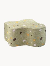 Pouf en bouclette pour enfants fait main Cloud, Bouclette vert olive, aspect terrazzo, larg. 40 x haut. 25 cm