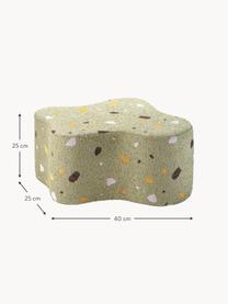 Pouf en bouclette pour enfants fait main Cloud, Bouclette vert olive, aspect terrazzo, larg. 40 x haut. 25 cm