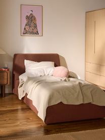 Letto singolo in bouclé con contenitore Cloud, Rivestimento: bouclé (80% poliestere, 2, Piedini: legno di betulla laccato , Bouclé terracotta, Larg. 90 x Lung. 200 cm