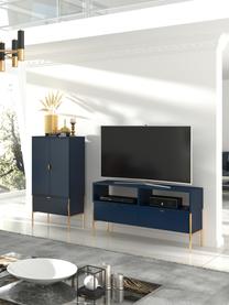 Mueble de TV con cajones Polka, Estructura: tablero de fibra de alta , Azul oscuro, An 120 x Al 65 cm