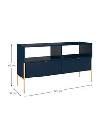 Mueble de TV con cajones Polka, Estructura: tablero de fibra de alta , Azul oscuro, An 120 x Al 65 cm