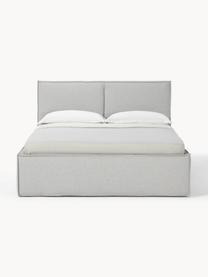 Gestoffeerd bed Dream, Bekleding: polyester (gestructureerd, Frame: massief grenenhout en pla, Geweven stof lichtgrijs, B 200 x L 200 cm