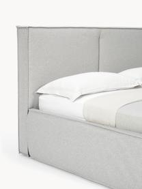 Łóżko tapicerowane Dream, Tapicerka: poliester (tkanina strukt, Korpus: lite drewno sosnowe, płyt, Jasnoszara tkanina, S 200 x D 200 cm