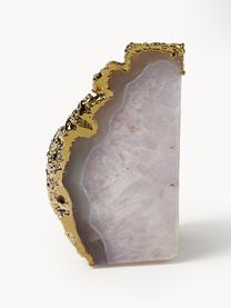 Buchstützen Sedona aus Quartz, 2er-Set, Quartz, Weisser Quartz, Goldfarben, B 6 x H 10 cm