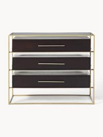 Cómoda Lyle, Estante: vidrio, Madera de mango oscura, dorado, An 100 x Al 82 cm