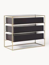 Cómoda Lyle, Estante: vidrio, Madera de mango oscura, dorado, An 100 x Al 82 cm