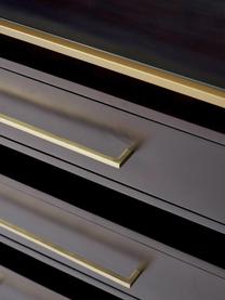 Cómoda Lyle, Estante: vidrio, Madera de mango oscura, dorado, An 100 x Al 82 cm