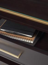 Cómoda Lyle, Estante: vidrio, Madera de mango oscura, dorado, An 100 x Al 82 cm