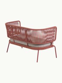 Sofa ogrodowa z plecionym sznurkiem Nadin (2-osobowa), Stelaż: metal ocynkowany i lakier, Tapicerka: poliester, Jasnobeżowa tkanina, koralowy, S 135 x G 65 cm