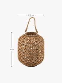 Laterne Lena aus Rattan, Rattan, Metall, Hellbraun, Ø 32 x H 39 cm