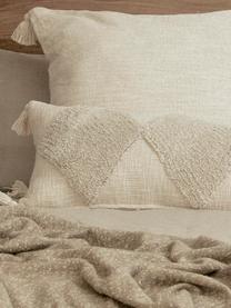 Poszewka na poduszkę z bawełny z chwostami Adara, 100% bawełna, Odcienie kremowego, S 35 x D 110 cm