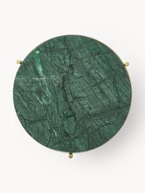 Table d'appoint ronde en marbre Ella, Vert, marbré, doré, Ø 40 x haut. 50 cm