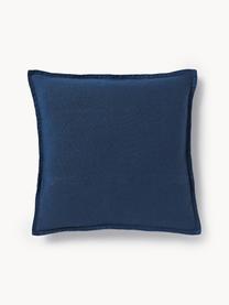 Housse de coussin 45x45 en lin Lanya, 100 % pur lin, Bleu foncé, larg. 40 x long. 40 cm