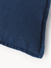 Housse de coussin 45x45 en lin Lanya, 100 % pur lin, Bleu foncé, larg. 40 x long. 40 cm