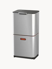 Pattumiera per raccolta differenziata Totem, 2 x 30 L, Contenitore: acciaio inossidabile spaz, Coperchio: plastica, Argentato, Larg. 39 x Alt. 81 cm