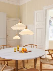 Hanglamp Paris, Ø 40 cm, Lampenkap: kunstvezel, Decoratie: eikenhout, gecoat metaal, Wit, Ø 40 x H 22 cm