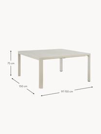 Table de jardin extensible Kiplin, 97 - 150 x 150 cm, Aluminium, revêtement par poudre, Beige clair, larg. 97 - 150 x prof. 150 cm