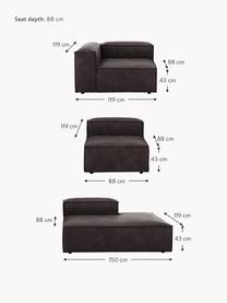 Chaise longue XL componibile in pelle riciclata Lennon, Rivestimento: pelle riciclata (70 % pel, Rivestimento: imbottitura in schiuma co, Struttura: legno massiccio, compensa, Piedini: plastica Questo prodotto , Pelle taupe, Larg. 357 x Prof. 119 cm, schienale a destra