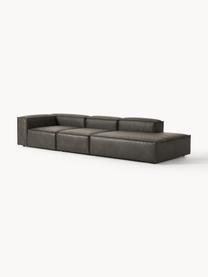 Diván modular grande de cuero reciclado Lennon, Tapizado: cuero reciclado (70% cuer, Estructura: madera maciza, madera con, Patas: plástico Este producto es, Cuero gris pardo, An 357 x F 119 cm, reposabrazos derecho