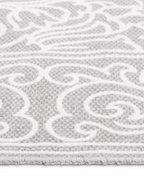 Tappeto in cotone tessuto piatto a mano con nappe Salima, 100% cotone, Grigio chiaro, bianco crema, Larg. 70 x Lung. 140 cm (taglia XS)
