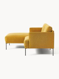 Kleines Ecksofa Fluente, Bezug: 100 % Polyester Der strap, Gestell: Massives Kiefernholz, Bir, Webstoff Ocker, B 198 x T 152 cm, Eckteil links