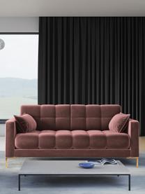 Sofa z aksamitu Mamaia (2-osobowa), Tapicerka: aksamit poliestrowy Dzięk, Stelaż: lite drewno sosnowe, skle, Nogi: metal lakierowany, Blady różowy, S 177 x G 92 cm