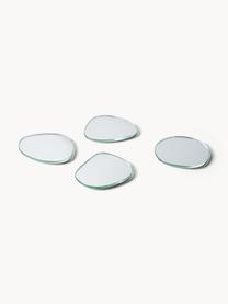 Asymmetrische onderzetters Lio, set van 4, Glas, Zilverkleurig, gespiegeld, B 11 x L 11 cm