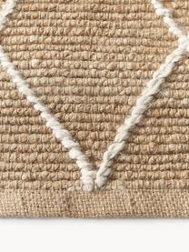 Handgemaakt jute vloerkleed Kunu, 100% jute, Bruin, wit, B 80 x L 150 cm (maat XS)