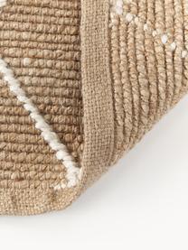 Handgemaakt jute vloerkleed Kunu, 100% jute, Bruin, wit, B 80 x L 150 cm (maat XS)